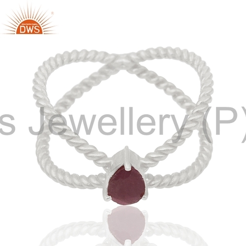 प्राकृतिक Ruby बहुमूल्य पत्थर की बारीक चांदी की अंगूठी