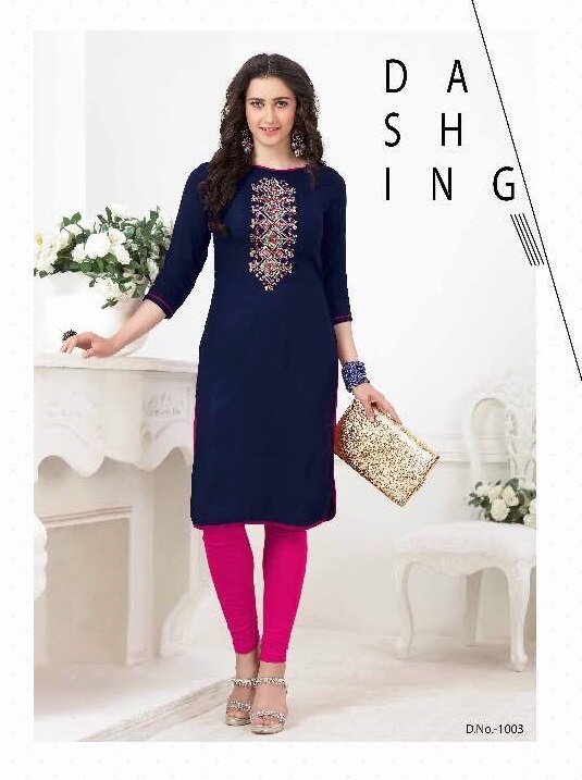 Rayon Embroidered Kurti - A-line Style, Size L/xl/xxl | Elegant Embroidery Pattern