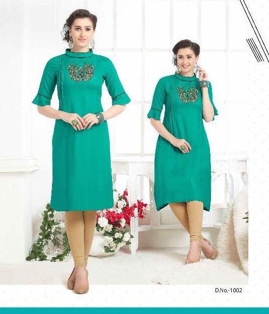 Rayon Embroidered Kurti - A-line Style, Size L/xl/xxl | Elegant Embroidery Pattern