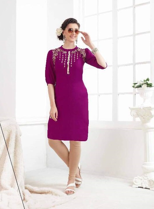 Rayon Embroidered Kurti - A-line Style, Size L/xl/xxl | Elegant Embroidery Pattern