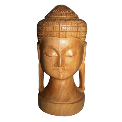 लकड़ी का बुद्ध सिर