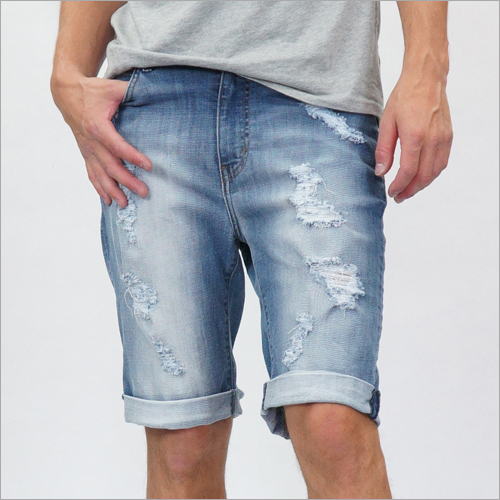 डेनिम मेन शॉर्ट टॉर्न इफ़ेक्ट