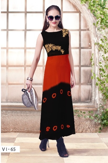 Indian Kurtis - Pure Viscose Georgette, Readymade Kurti With Hand Work, Available In Large And Extra Large Sizes