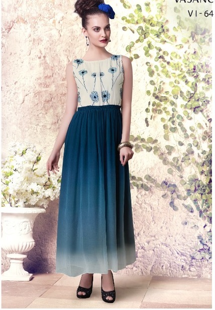 Indian Kurtis - Pure Viscose Georgette, Readymade Kurti With Hand Work, Available In Large And Extra Large Sizes