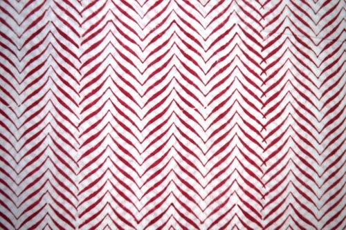 White-red Hand Block Printed Cotton Ethnic Fabric