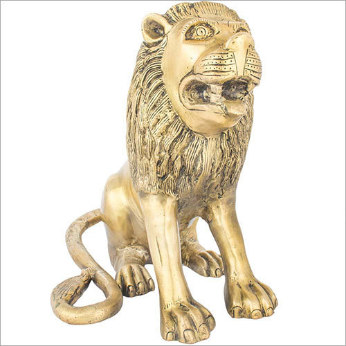 Golden 30Cm Brass Lion Idol