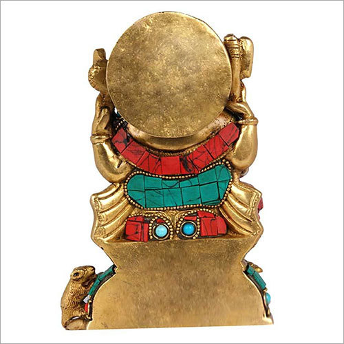 Brass Firoza Stone Ganesh Idol