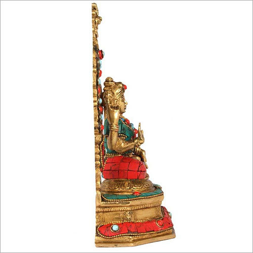 Color Brass Firoza Stone Laxmi Idol