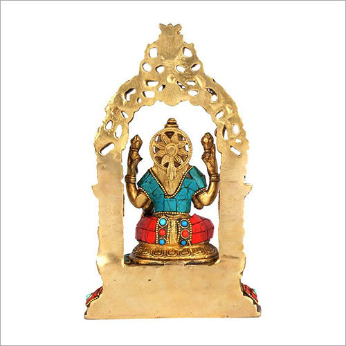 Color Brass Firoza Stone Laxmi Idol
