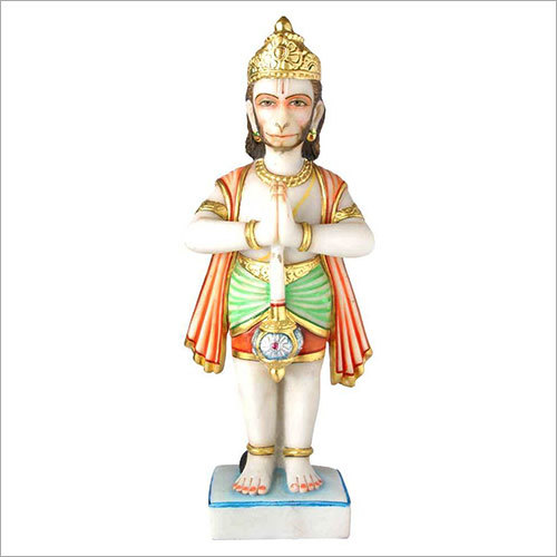 Swayambhu Marble Hanuman Idol - 15x4x3 Inches, Multi-color Finish | Religious Temple Decor, Polished Aesthetic, Perfect For Home And Outdoor Use