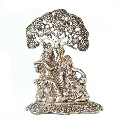 Swayambhu Gunmetal Radha Krishna - 18 Cm, 5.5 X 2 X 8 Inch | Artistic Hindu Theme, Easy To Clean, Polished Finish