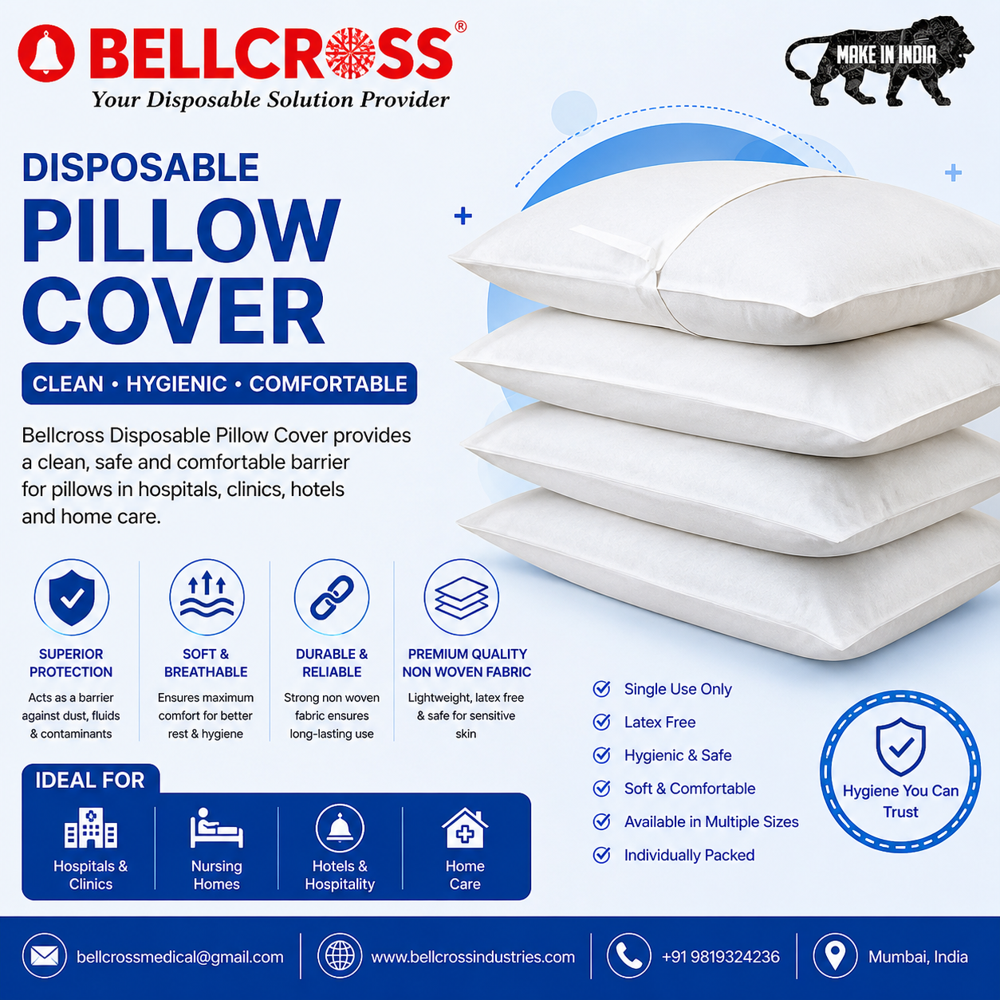 Pillow Cover - New Manual, Portable Design | White Color for Hospital Use