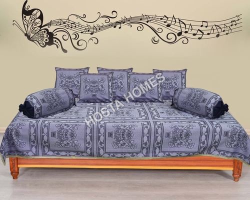 पॉलिएस्टर केसी ब्लू ब्राइट फ़ैब्रिक दीवान कवर सेट