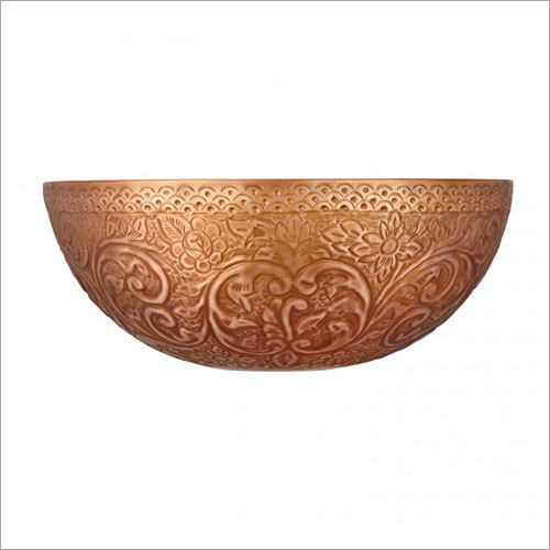 मैटिल्डा राउंड एम्बॉस्ड एंटीक्स कॉपर डबल वॉल वेसल सिंक