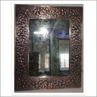 Rectangular Embossed Copper Mirror - Antique Copper Usage: Decorative