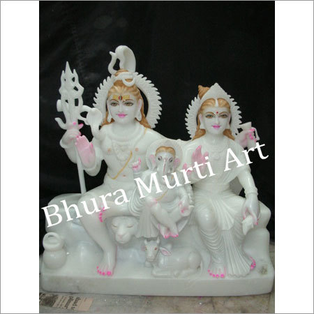 सफेद संगमरमर शिव परिवार की मूर्ति