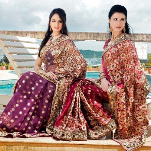 Schiffli Saree