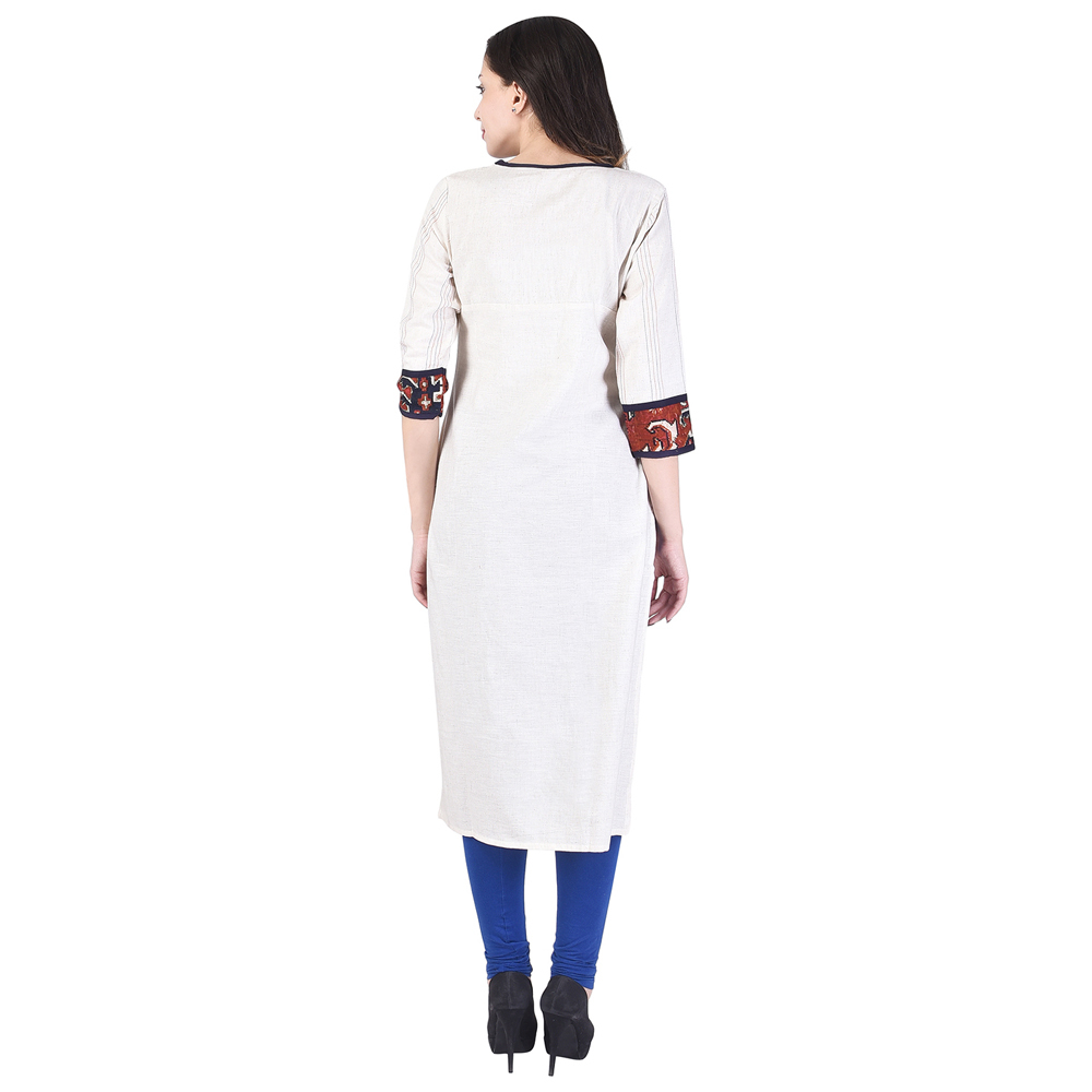 Printed Designer Kurtis - Cotton, 38-44 Inch Bust, White, 40 Inch Length, Soft Fabric, Comfortable Fit, Stylish Design