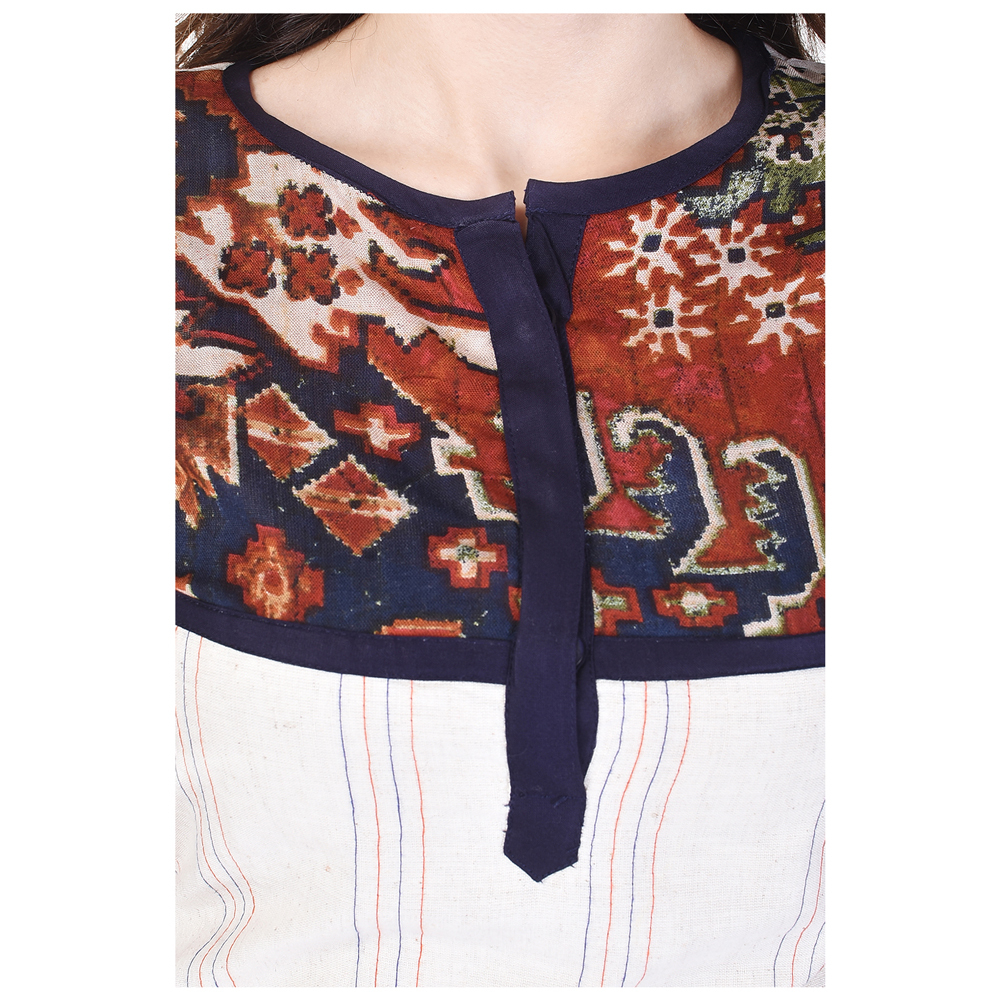 Printed Designer Kurtis - Cotton, 38-44 Inch Bust, White, 40 Inch Length, Soft Fabric, Comfortable Fit, Stylish Design