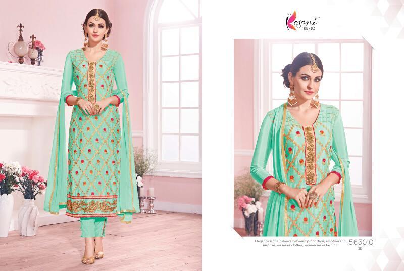 Ethnic Wear Set - Pure Bemberg Georgette Top, Santoon Bottom, Najnin Dupatta | Multi-color, Embroidered Pattern, Designer Style, Summer Fashion