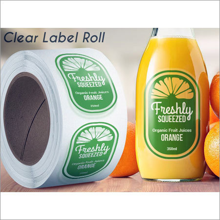 Clear Label Roll - Adhesive Sticker, White Color with Custom Design Printing