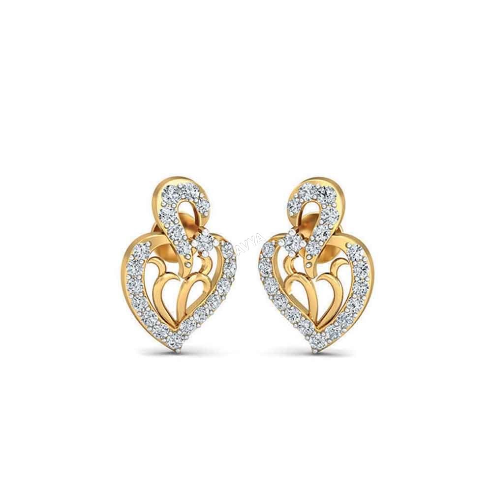 महिलाओं के लिए सुनहरे हीरे के आधुनिक बालियां