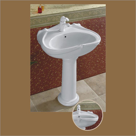 Plain White Pedestal Wash Basin Installation Type: Wall Mounted