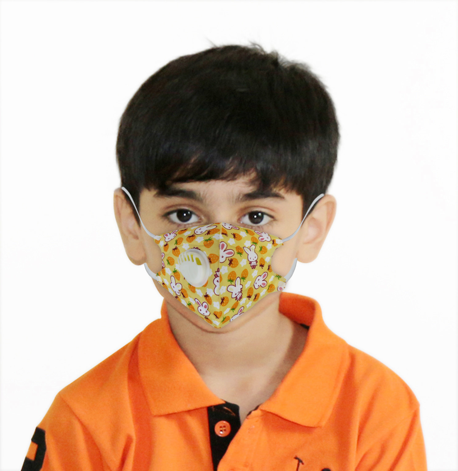 Mask - Cotton Fabric, Orange Color | 99.97% Dust Protection For Children