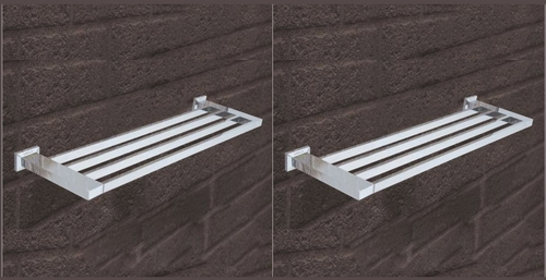 Rectangular Cp Finish Brass Towel Rack