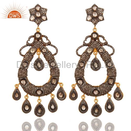 14k सोना 925 चांदी हीरे की बालियां आभूषण