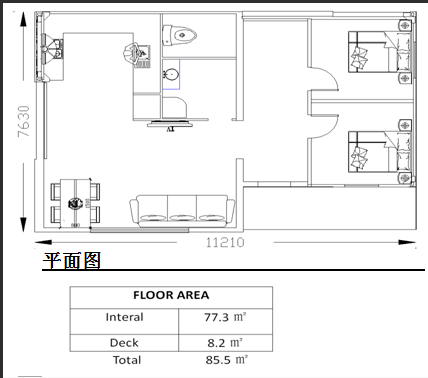 M85 Modular Home Size: 85 Square Meters