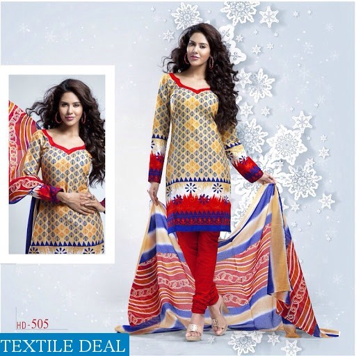 Cotton Printed Dress Material - Kundan Hd Vol-5 | Vibrant Colors, 12-piece Set, Adds Grace And Glamour To Your Look