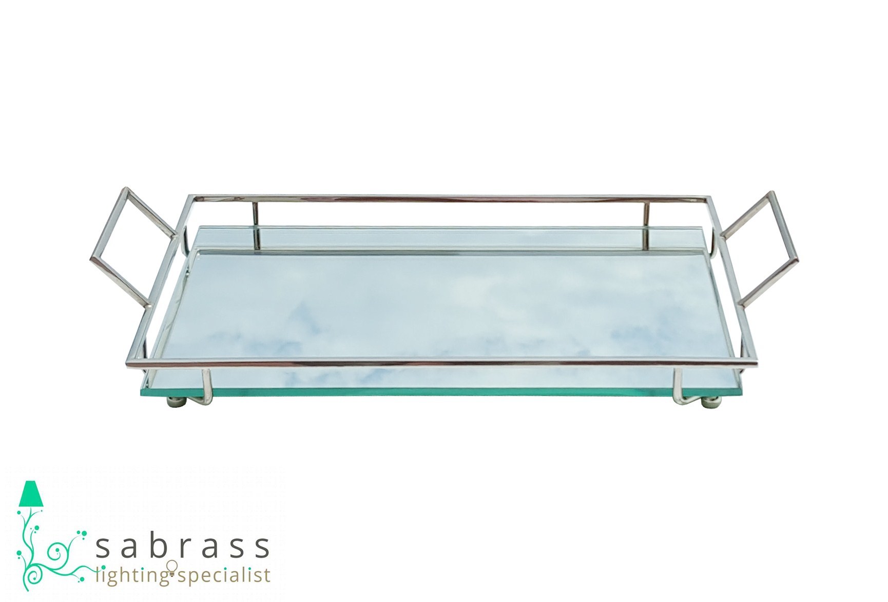 Brass Tray - Handmade Glass With Nickel Finish, 37x23x7 Cm | Easy To Clean, Eco-friendly, Indoor Use