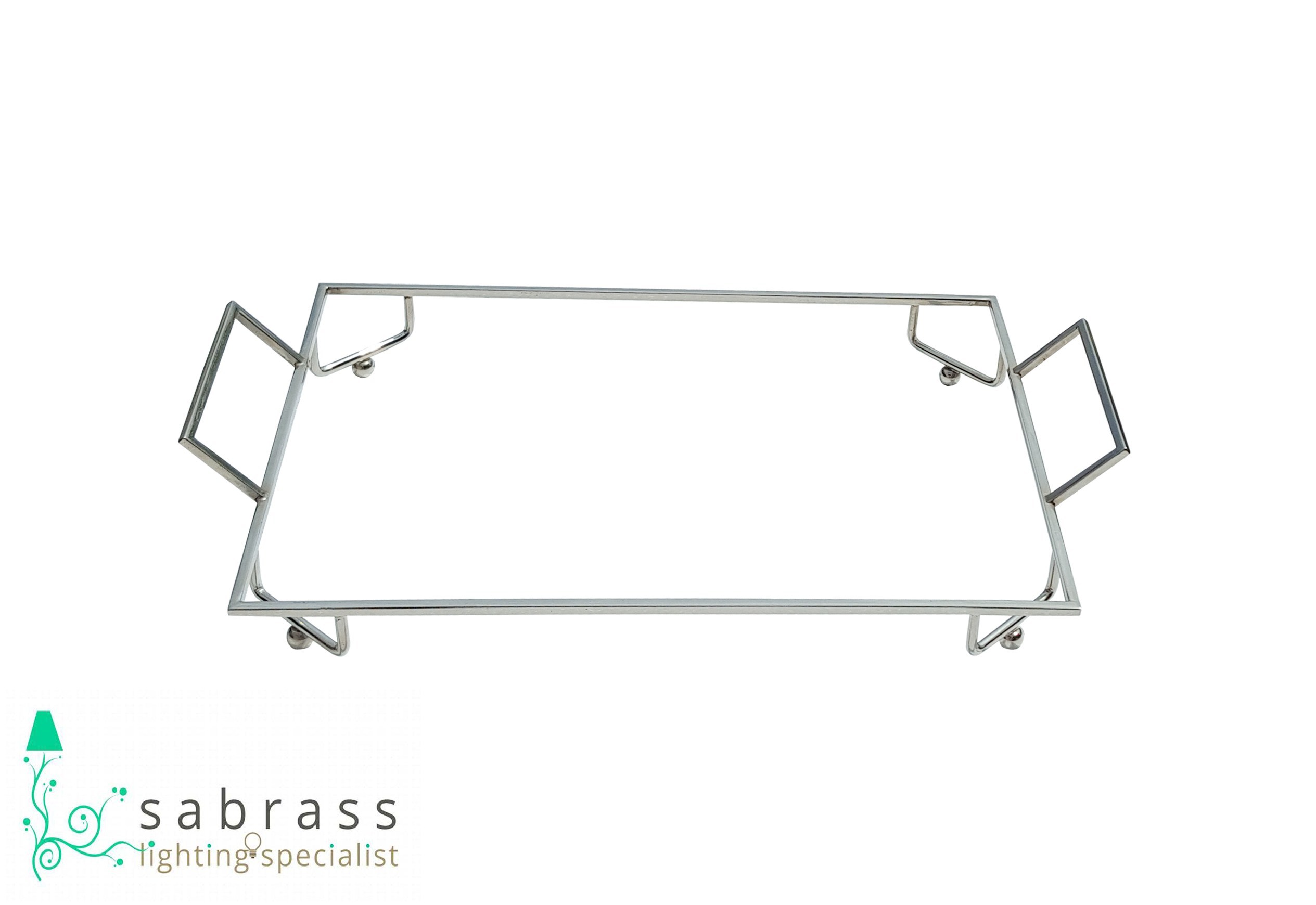 Brass Tray - Handmade Glass With Nickel Finish, 37x23x7 Cm | Easy To Clean, Eco-friendly, Indoor Use