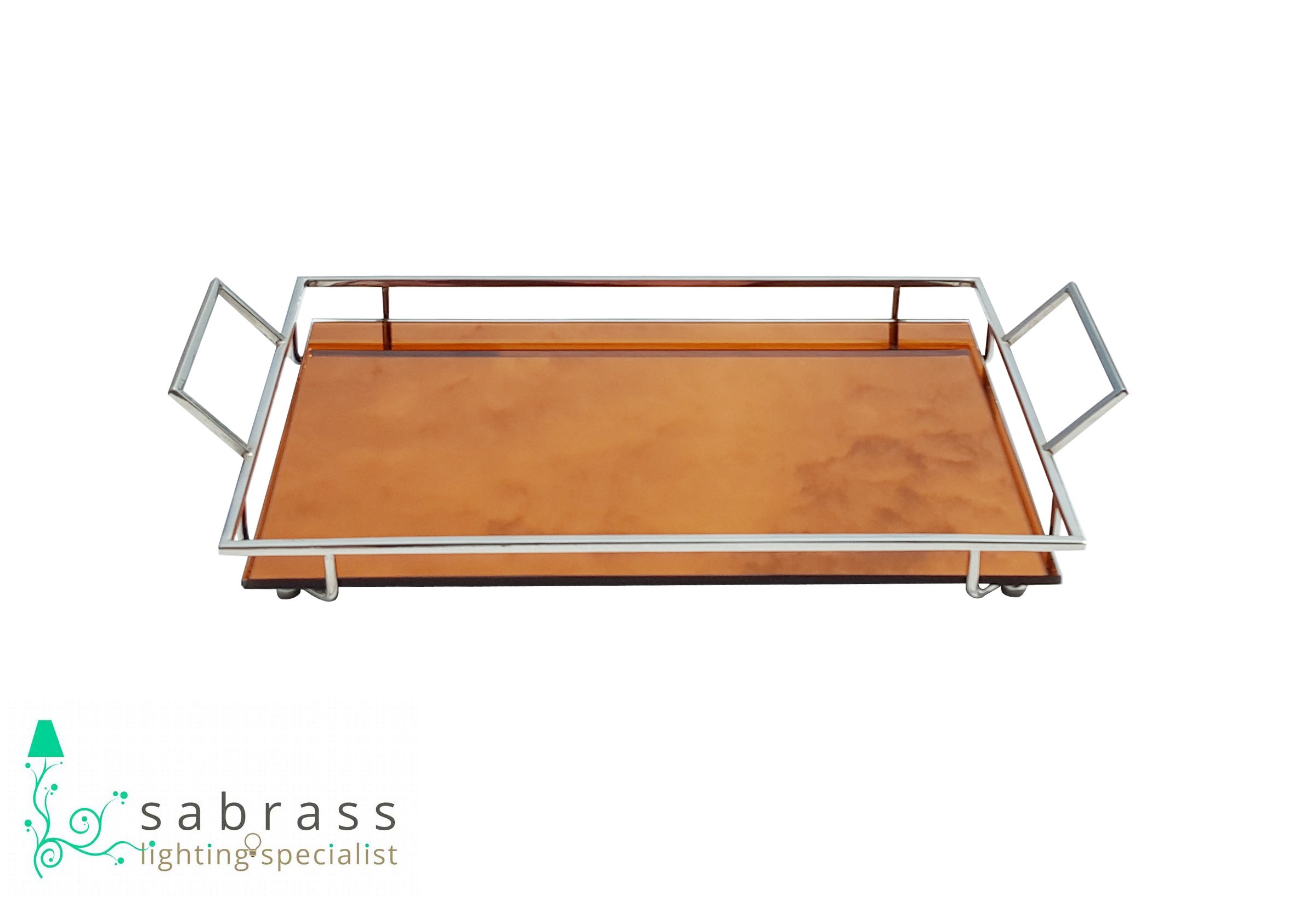 Brass Tray - Handmade Glass With Nickel Finish, 37x23x7 Cm | Easy To Clean, Eco-friendly, Indoor Use