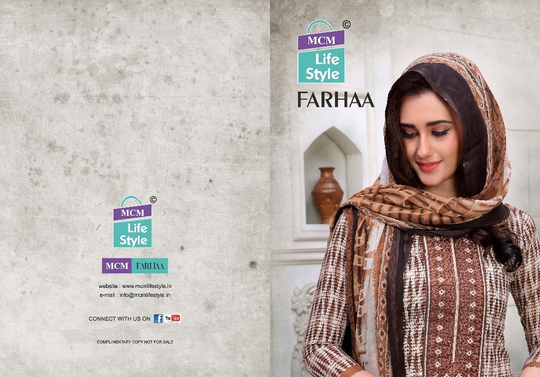 Dry Cleaning Cotton Work Suits With Chiffon Dupatta Mcm Farhaa