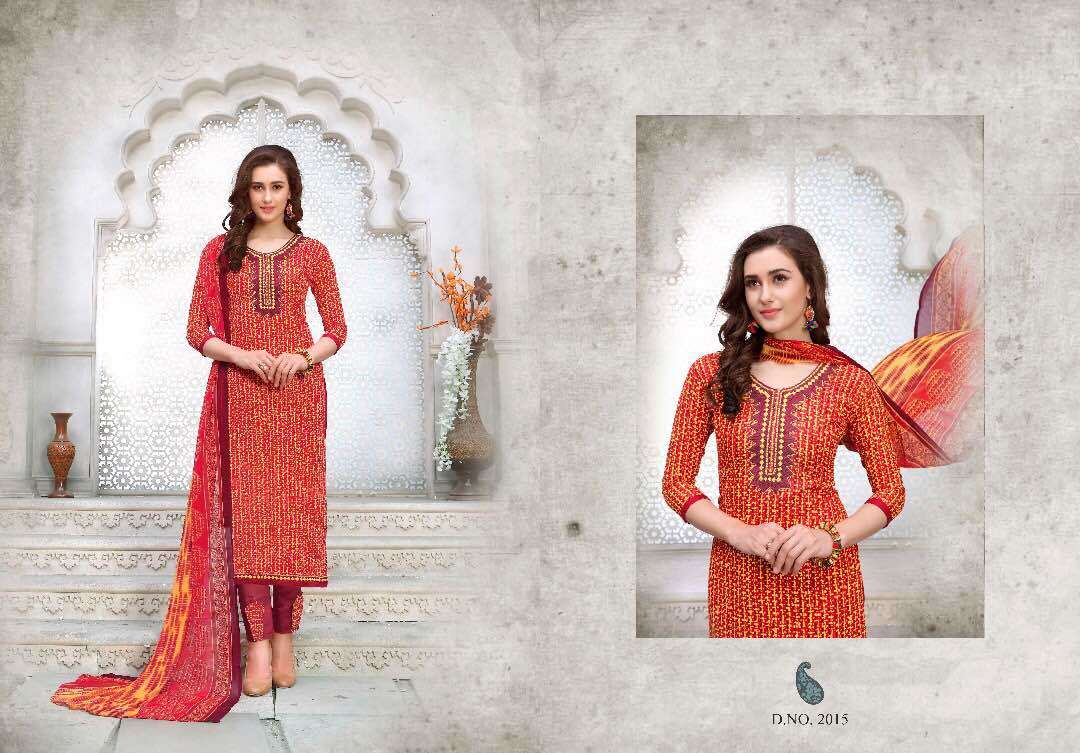 Dry Cleaning Cotton Work Suits With Chiffon Dupatta Mcm Farhaa