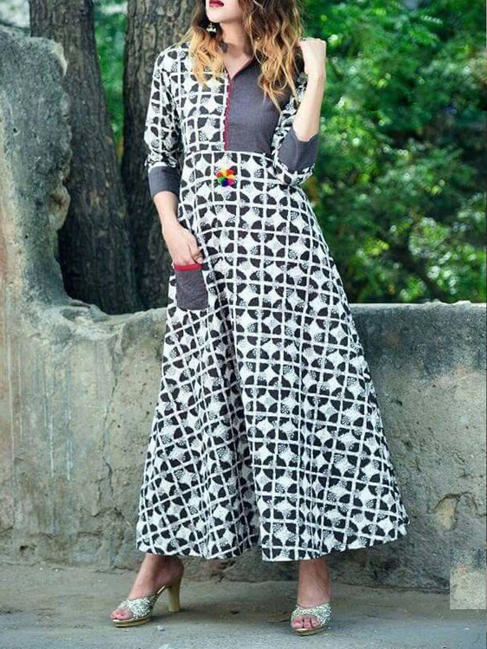 Fancy Kurties - Cotton Jarman Slab Mix, Sizes L-xxl, Multi Color, Digital Print