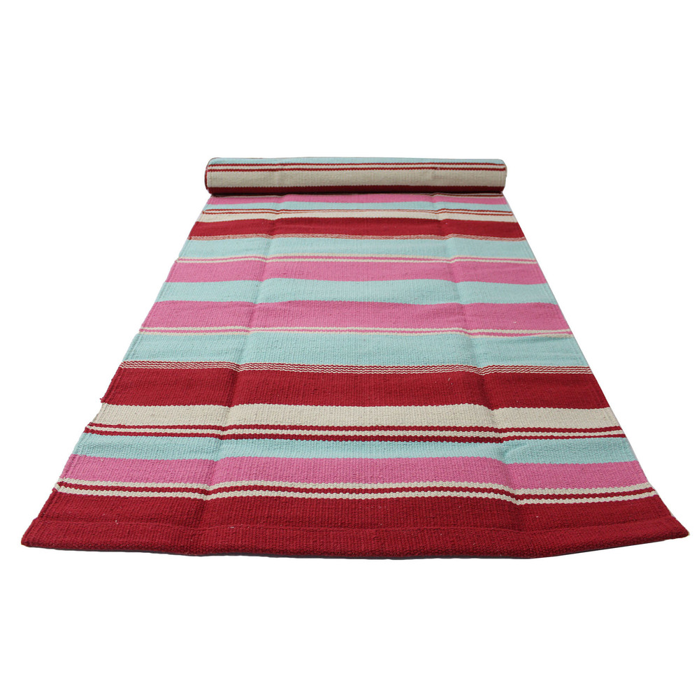 योगा रग/मैट रेड - पिंक स्ट्राइप