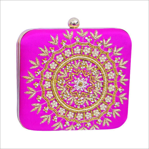 Designer Ethnic Hand Embroidery Box Clutch