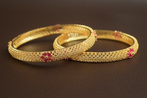 Cz Bangles - Gold Plated, 3.5mm Thickness | Lightweight, Sparkling Shine, Perfect for Gifting and Parties