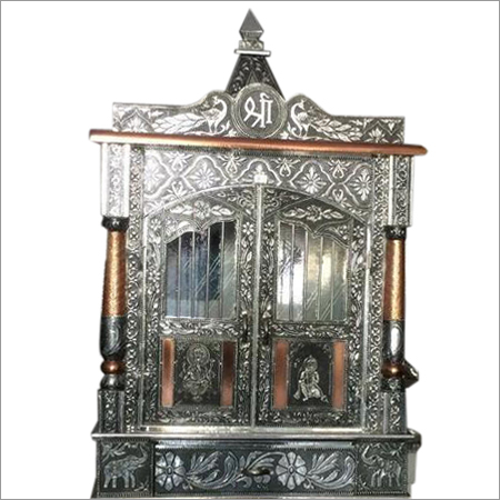 Handcrafted Temples - Wood & Metal Material, Silver Finish - Traditional Style with Intricate Design