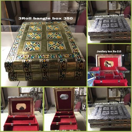 Bangle Box - Wood & Metal, 250x150x100 mm, Gold Color, Lacquered Finish | Stores Up to 30 Bangles, Protects Jewellery