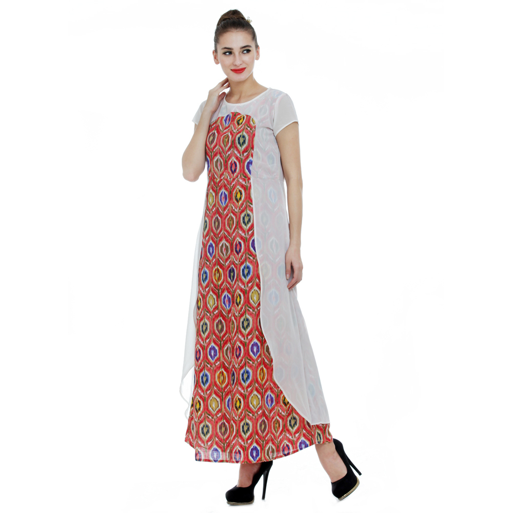 Women's Cotton Ikkat Print A-line Dress