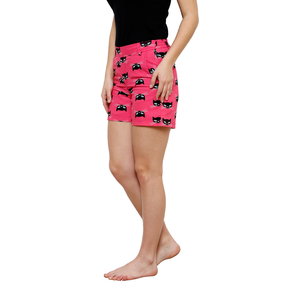 Blue Cotton Shorts In Ethnic Print