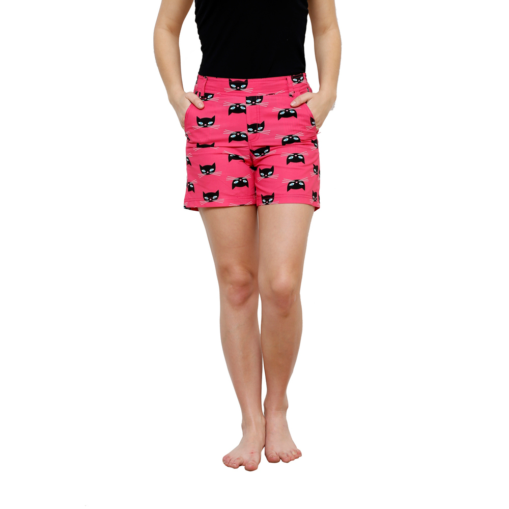 Blue Cotton Shorts In Ethnic Print