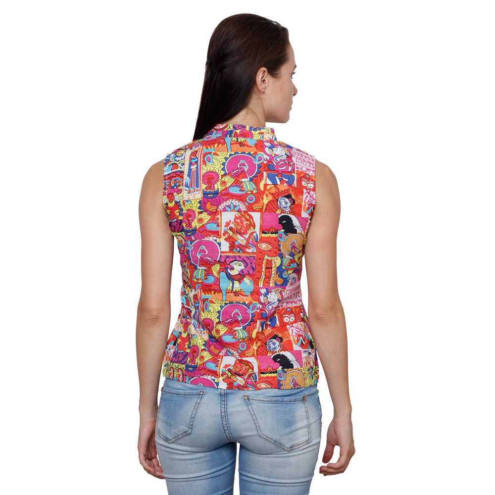 Women's Casual Printed Sleeveless Cotton Top