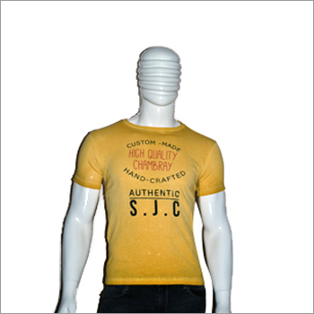 Yellow Mens Round Neck T Shirt