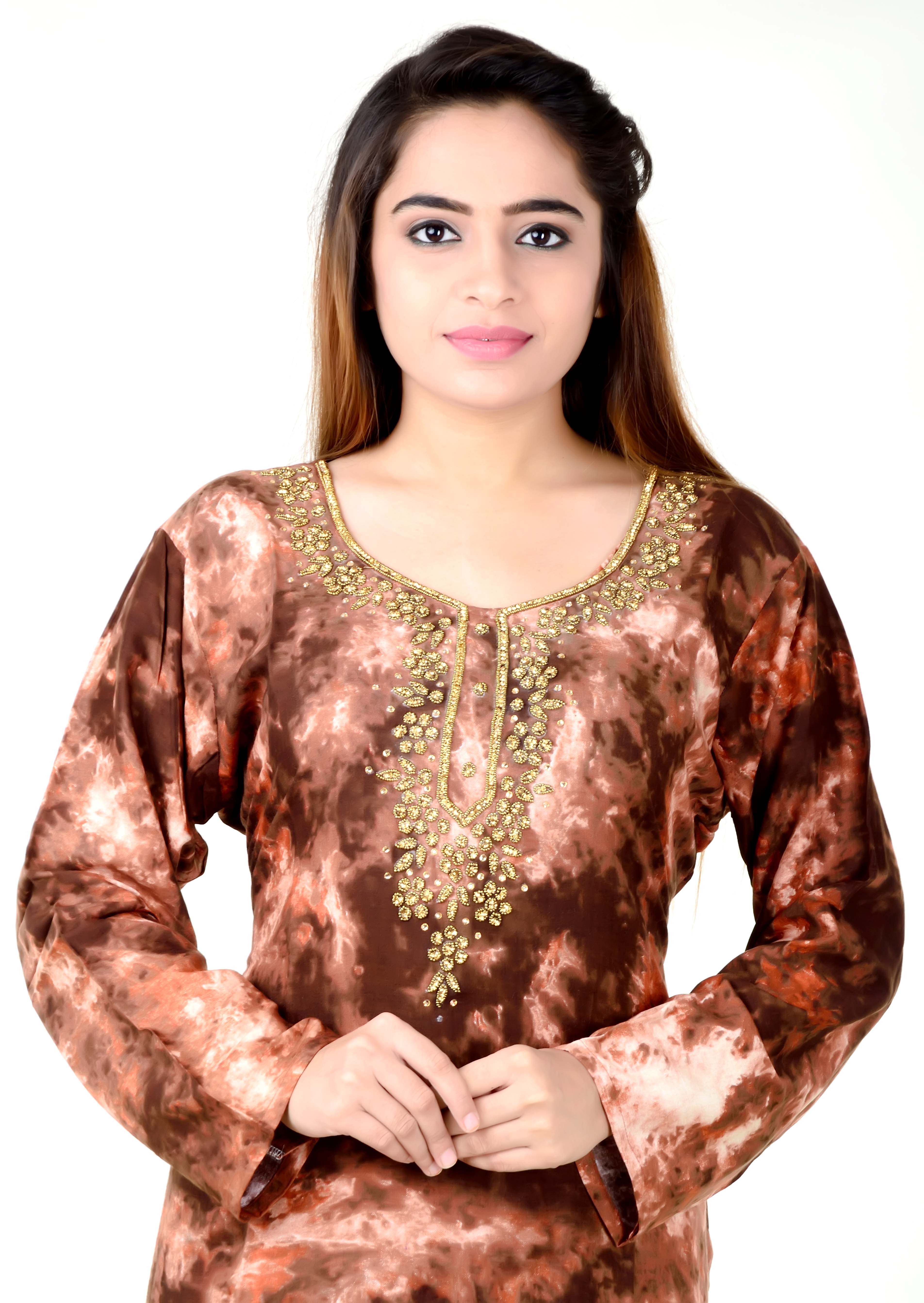 Heavy Printed Kurtis - Rayon Pure Fabric, Long Sleeves, Beaded Pattern, Breathable And Cool Dry For All Seasons