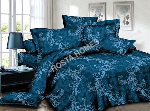 Steelblue Color Abstract Design King Size Bed Sheet